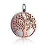 STP608P - Stainless Steel / Pink IP 30mm Double Disc 'Tree of Life' Pendant